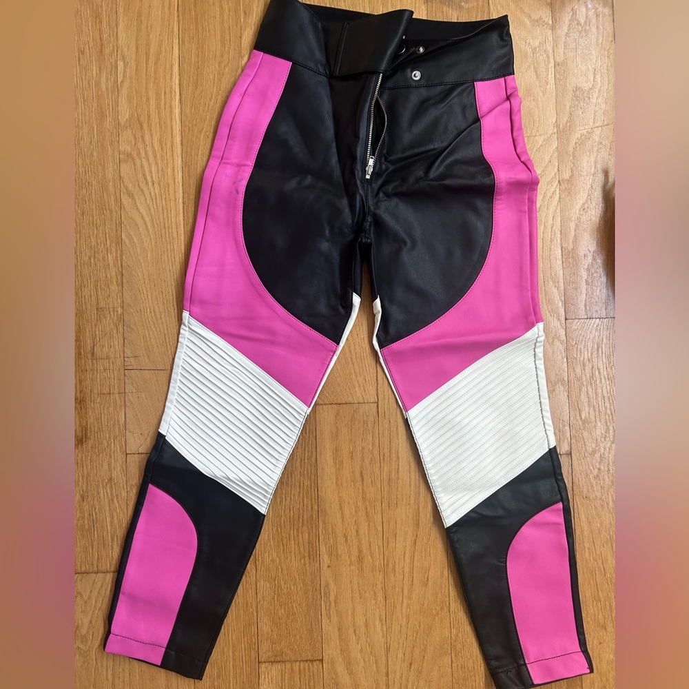 Leather Pink and Black Pants